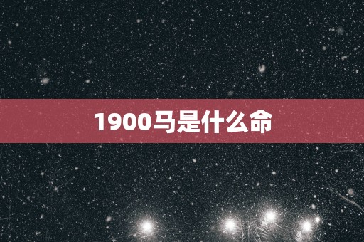 1900马是什么命
