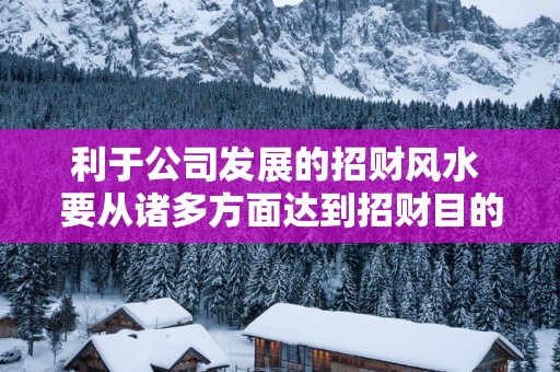 利于公司发展的招财风水 要从诸多方面达到招财目的