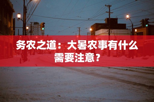 务农之道：大暑农事有什么需要注意？