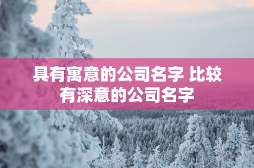 具有寓意的公司名字 比较有深意的公司名字