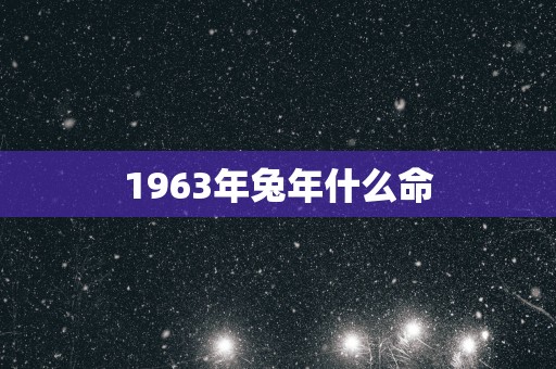 1963年蛇年什么命