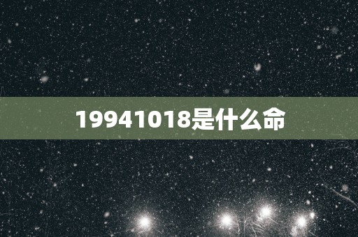 19941018是什么命