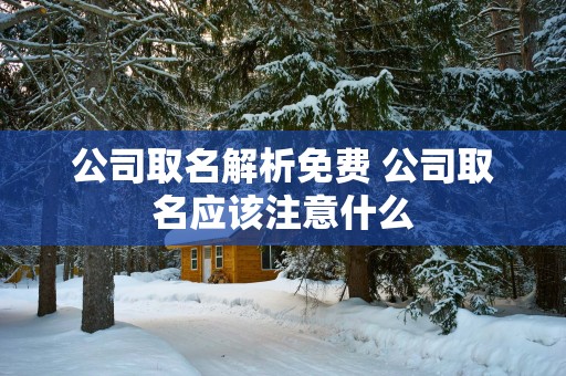公司取名解析免费 公司取名应该注意什么