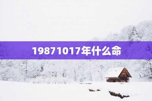19871017年什么命