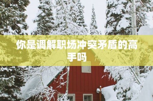 你是调解职场冲突矛盾的高手吗