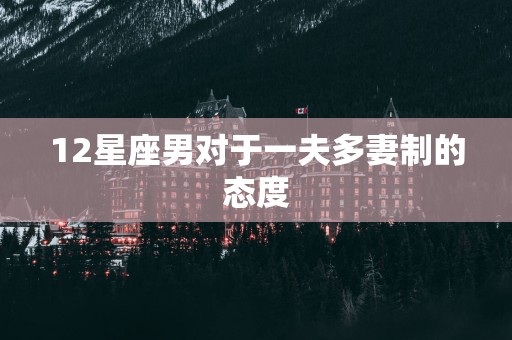 12星座男对于一夫多妻制的态度