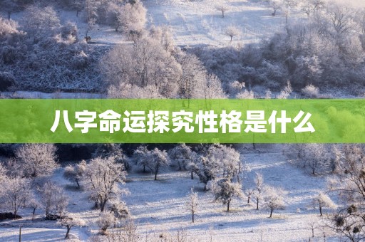 八字命运探究性格是什么