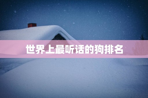 世界上最听话的狗排名