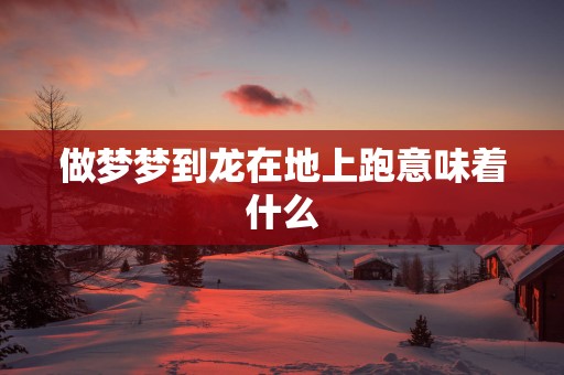 做梦梦到龙在地上跑意味着什么