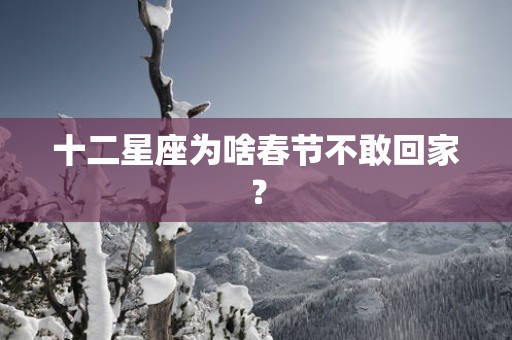 十二星座为啥春节不敢回家？