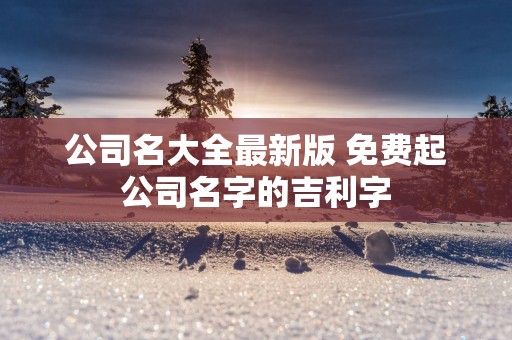 公司名大全最新版 免费起公司名字的吉利字