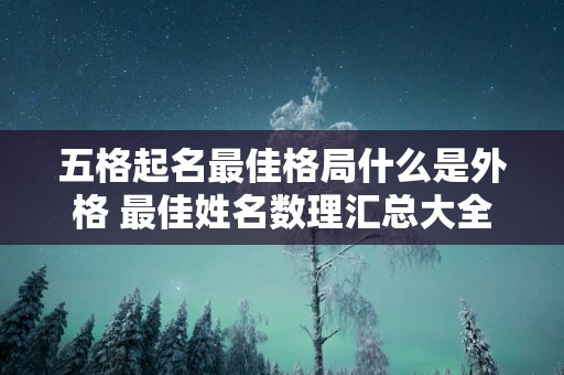 五格起名最佳格局什么是外格 最佳姓名数理汇总大全