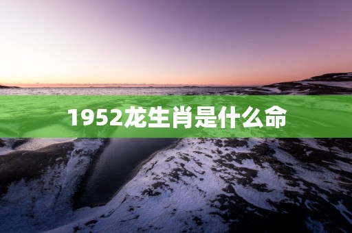 1952龙生肖是什么命