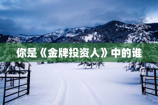 你是《金牌投资人》中的谁