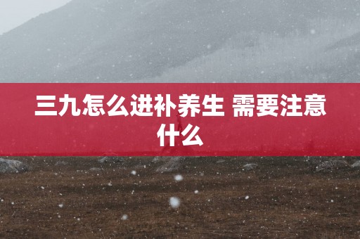 三九怎么进补养生 需要注意什么