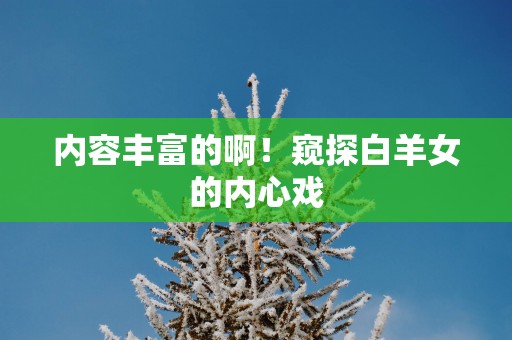 内容丰富的啊！窥探白羊女的内心戏