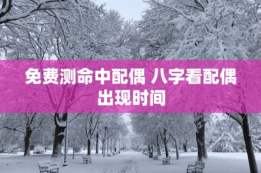 免费测命中配偶 八字看配偶出现时间