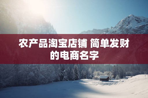 农产品淘宝店铺 简单发财的电商名字