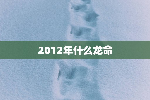 2012年什么龙命