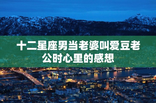 十二星座男当老婆叫爱豆老公时心里的感想