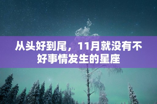 从头好到尾，11月就没有不好事情发生的星座