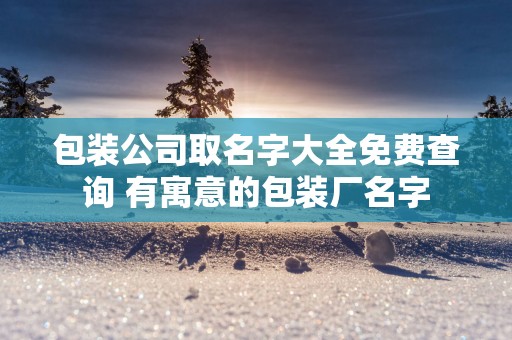 包装公司取名字大全免费查询 有寓意的包装厂名字