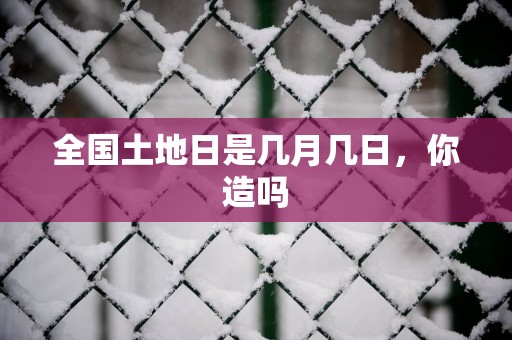 全国土地日是几月几日，你造吗
