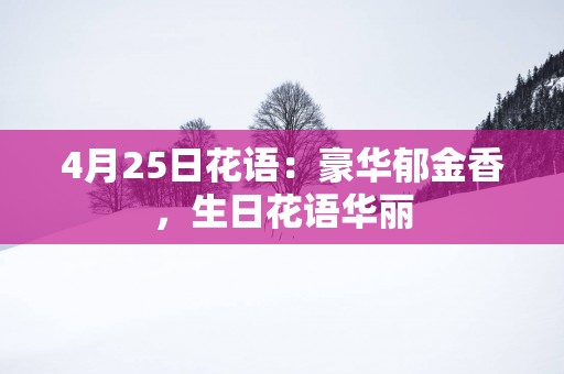4月25日花语：豪华郁金香，生日花语华丽