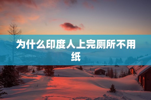 为什么印度人上完厕所不用纸