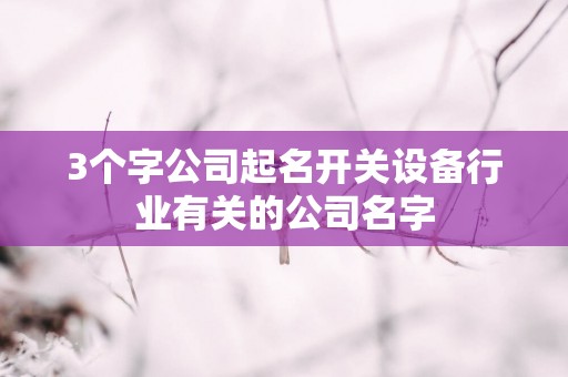 3个字公司起名开关设备行业有关的公司名字