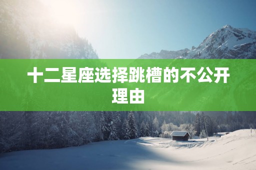 十二星座选择跳槽的不公开理由
