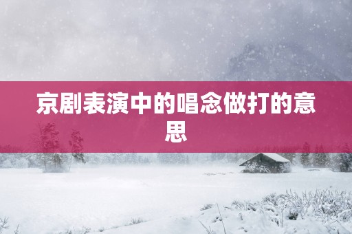 京剧表演中的唱念做打的意思