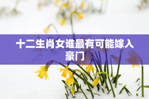 十二生肖女谁最有可能嫁入豪门