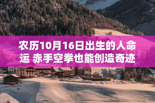 农历10月16日出生的人命运 赤手空拳也能创造奇迹