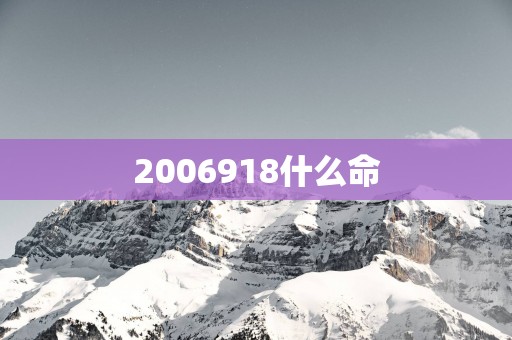 2006918什么命