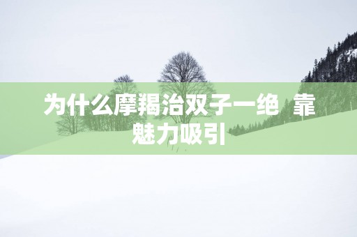 为什么摩羯治双子一绝  靠魅力吸引