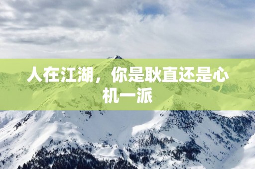人在江湖，你是耿直还是心机一派