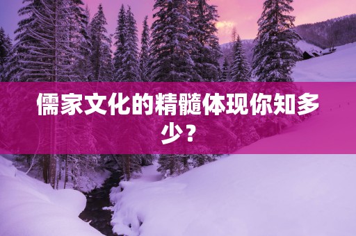 儒家文化的精髓体现你知多少？