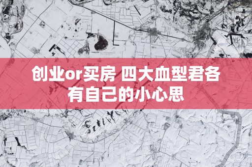 创业or买房 四大血型君各有自己的小心思