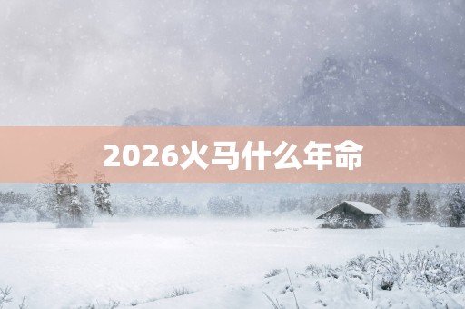 2026火马什么年命