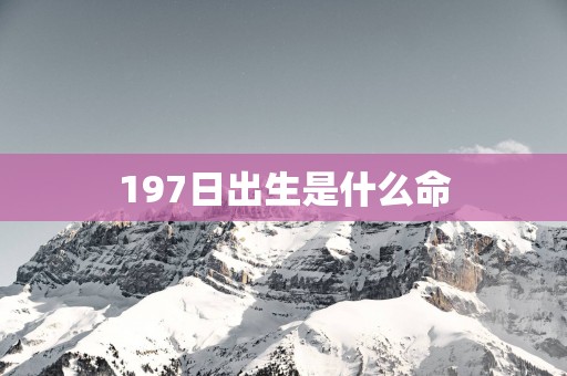197日出生是什么命