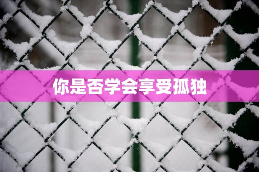 你是否学会享受孤独