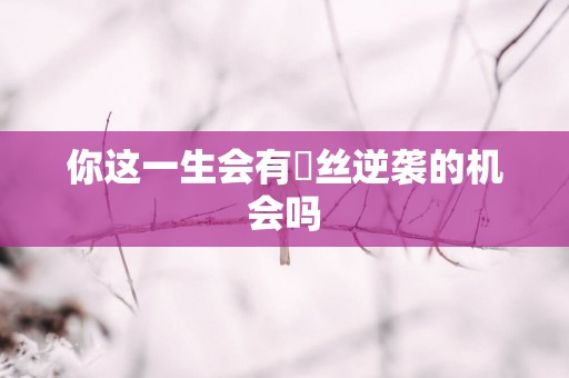 你这一生会有屌丝逆袭的机会吗
