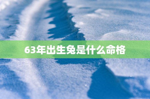 63年出生兔是什么命格