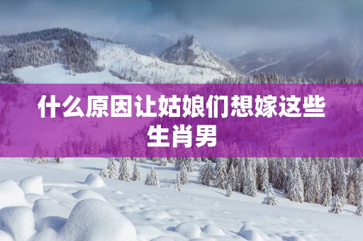 什么原因让姑娘们想嫁这些生肖男