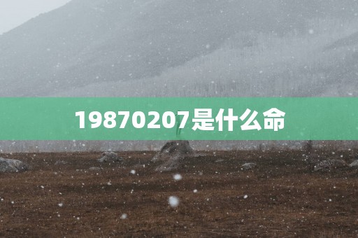 19870207是什么命