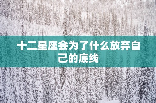 十二星座会为了什么放弃自己的底线