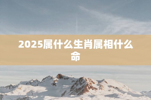 2025属什么生肖属相什么命