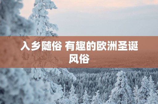 入乡随俗 有趣的欧洲圣诞风俗