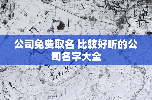 公司免费取名 比较好听的公司名字大全